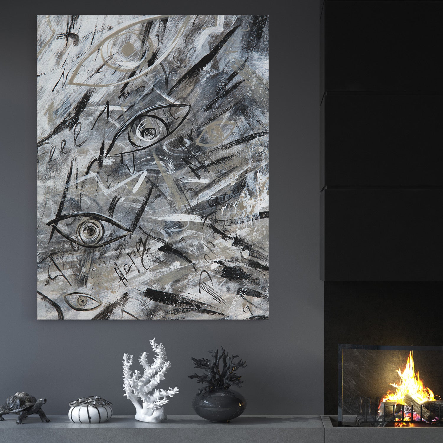 Abstract Grey Vision - Canvas Art