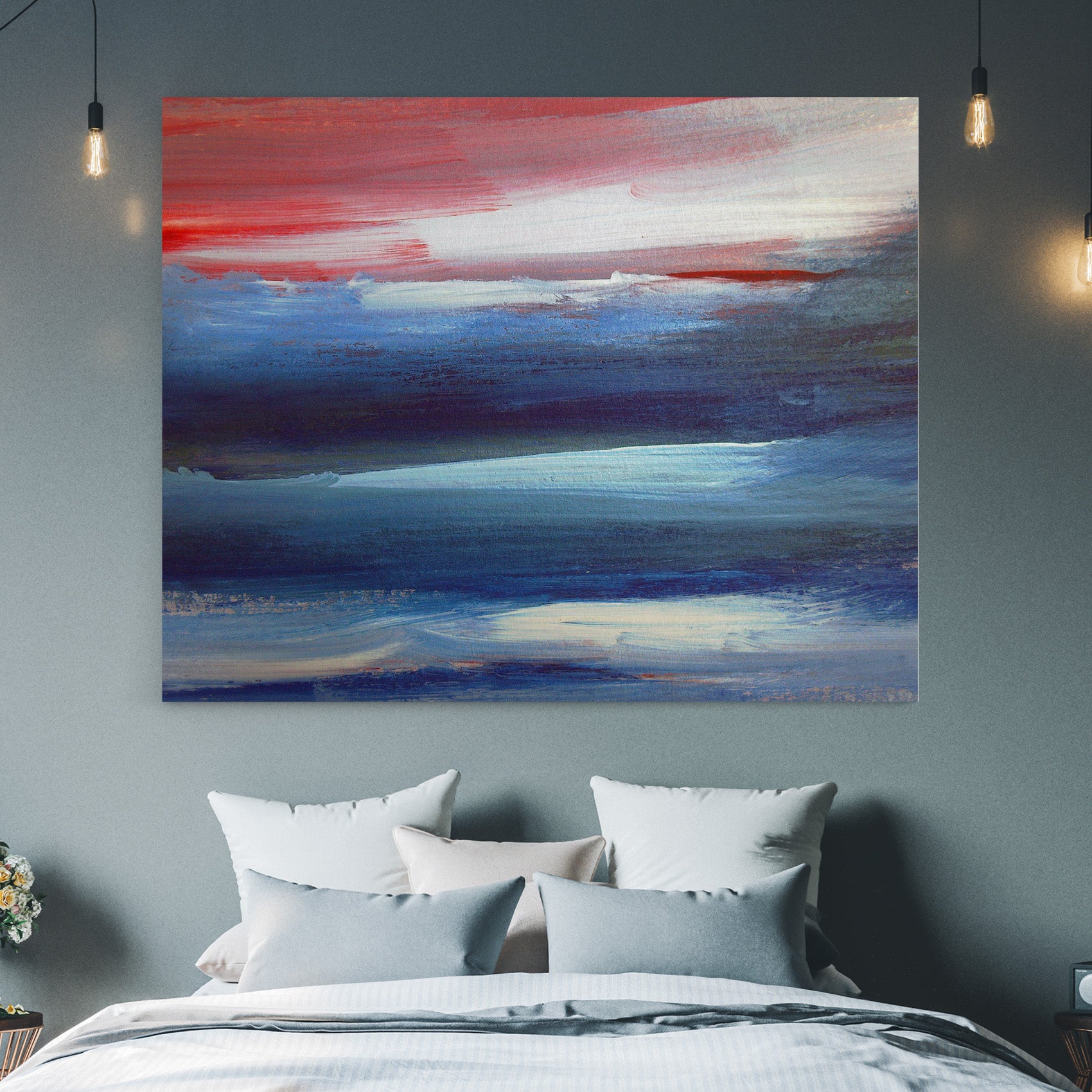 Abstract Blue & Red - Canvas Art