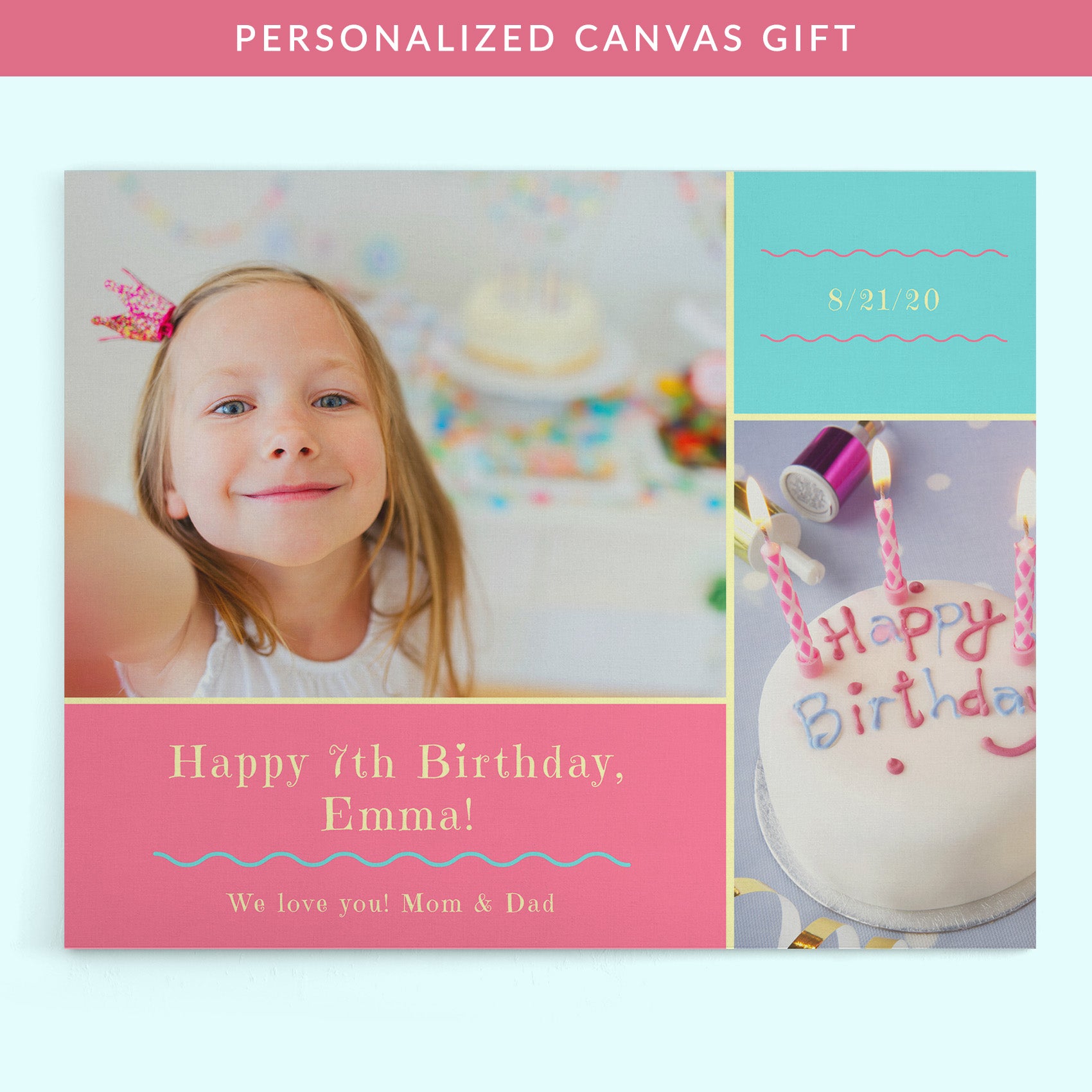 Personalized Birthday Girl Canvas Gift - Custom Canvas Art (Landscape)