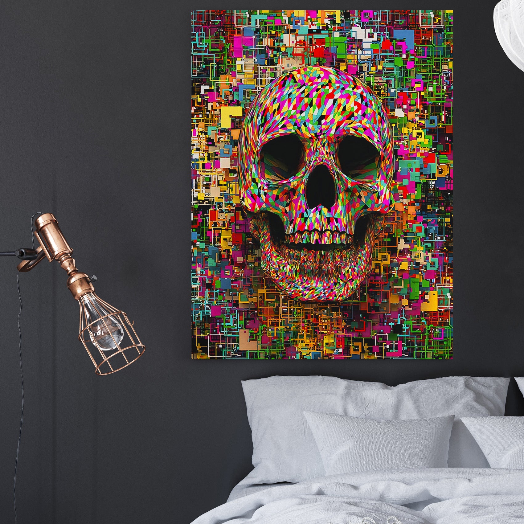 Color Burst Skull - Canvas Art